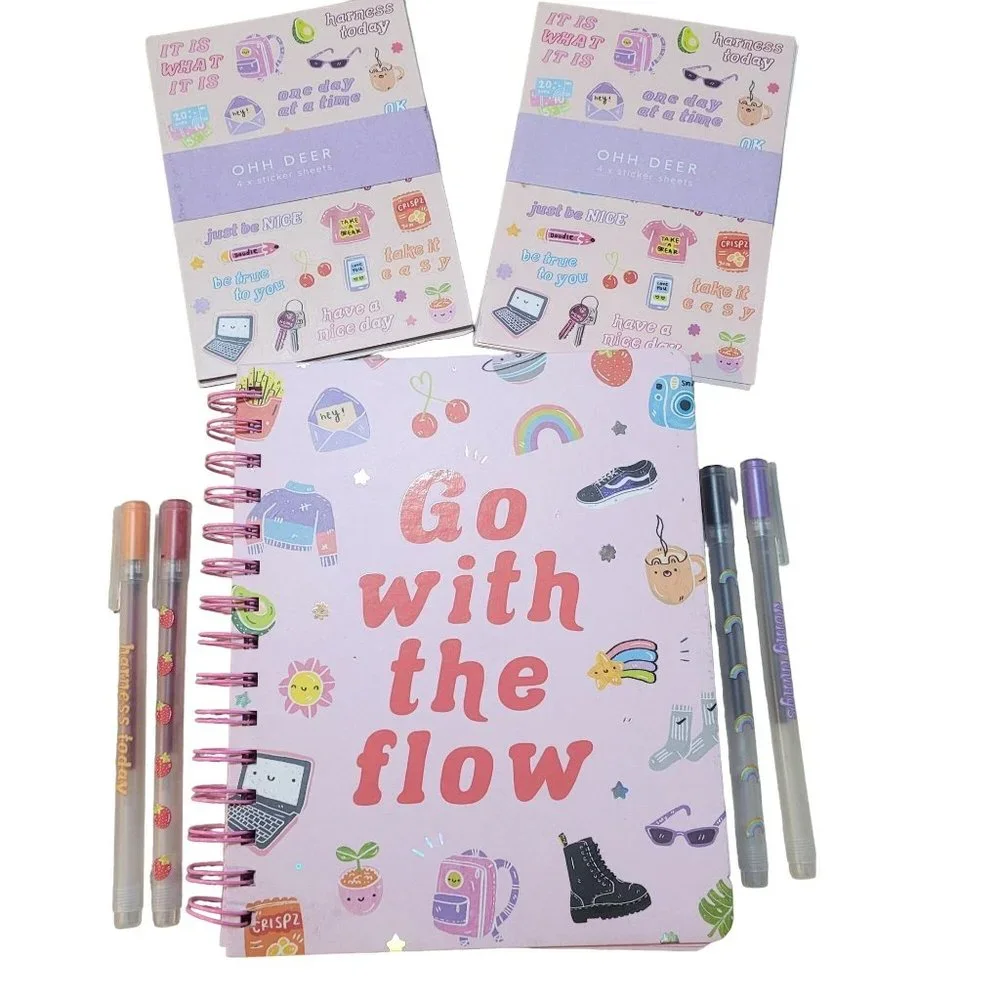 Tween Girl Planner Set Ohh Deer Papergang Go With the Flow Gel Pens Stickers